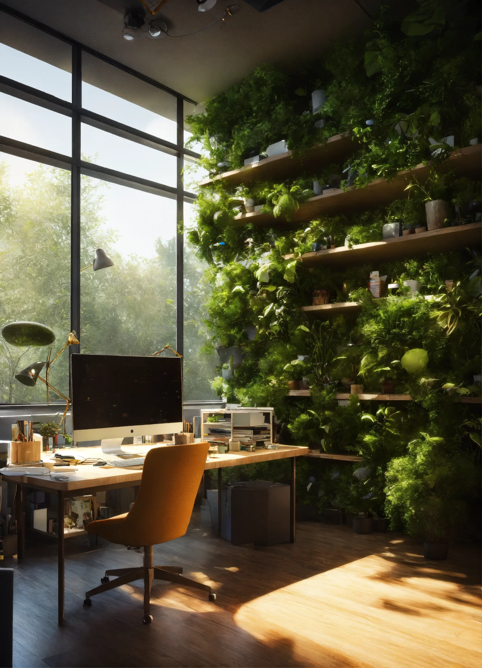 Productive workspace with organized layout